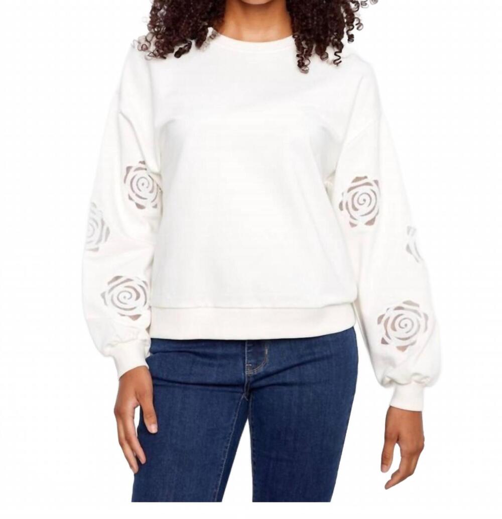 NEW CHARLIE B long sleeve terry top in white